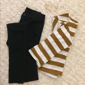 Black High-waisted Skinny Jeans & Striped Sweater